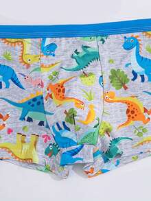 5pcs/Pack Teen Boys' Dinosaur Print Hipster Briefs, Minimalist & Fashionable - Multicolor - View 3