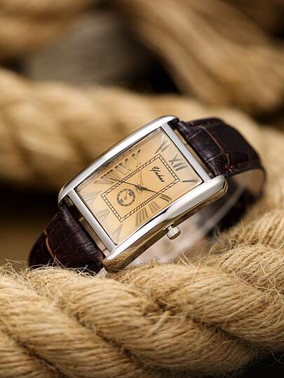 1件男士石英表，时尚气质，适合日常佩戴，也可作为生日/毕业礼物或休闲聚会佩戴。