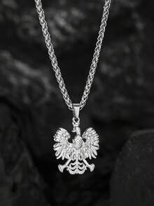 1pc Stainless Steel Money Tree & Phoenix Pendant Necklace, Fashionable Personalized Hip-Hop Style For Men - Silver - View 2