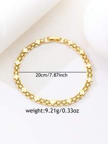 女士金色四叶草和星星链手链 - 金色 - 查看 3