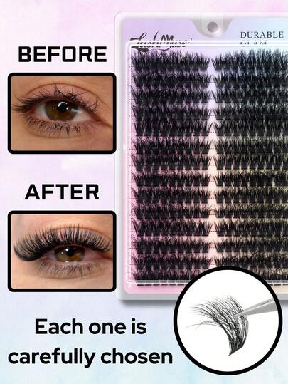 Fengxiu Eyelash 252 Pcs Thin Individual False Eyelashes - Natural Look, D-Curl Lifted, Fluffy, DIY Lash Extension For Salon-Level Volume & Length - Easy To Wear, Reusable, Comfortable Fit
