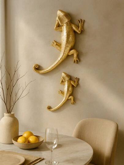1pc Flagship Luxury Lizard Wall Decor, Exquisite Craftsmanship Sculpture, High-End Home Decoration, Living Room/Office Wall Art, Realistic Lizard Design, Ideal Home Decor Gift