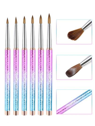 Cọ vẽ móng acrylic Olasalon Kolinsky, lông cọ Kolinsky, cán tròn, cọ vẽ móng acrylic dùng để thoa acrylic, cọ vẽ móng nghệ thuật, cọ làm móng Dream Color, kích thước cán 2, 4, 6, 8, 10, 12