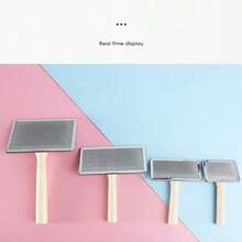 Bàn chải chải lông thú cưng cán gỗ, thích hợp cho chó và mèo - Loại bỏ lông rối, rụng lông và gỡ rối. - Xám - Xem 4