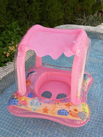 1 chiếc phao bơi trẻ em có mái che nắng, dụng cụ hỗ trợ bơi lội, thiết bị tập bơi chống tia UV, phao tập bơi.