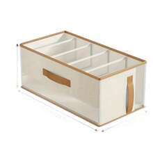 2pcs Foldable Compartment Wardrobe Storage Box With Handle, Multi-Functional Organizer For Bags, Pants, Sweaters, T-Shirts, Scarves, Beige - Beige - View 9