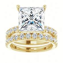 5 CT Princess Cut Colorless Moissanite EngaSynthetic Gemstoneent Ring Set, Wedding/Bridal Ring Set, Sterling Silvery Vintage Antique Anniversary Promise Ring Set Gift For Her, Couple Wedding Ring, Engagement Rings For Women High Quality, Bridal Jewelry, Classic Jewelry, Solitaire Ring, Handmade Ring, Highquality, Moissanite Jewelry, Ring, Anniversary Present, Couples Gift - #7 - 查看 3