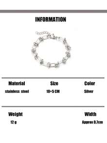 1件个性化打结间隔扭链手链，精致不锈钢饰品，朋克摇滚另类风格，街头风叠戴饰品，男女皆宜 - 扭結手鍊 - 查看 6