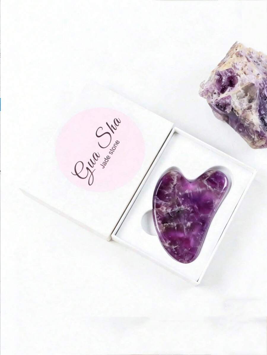 1pc Natural Amethyst Gua Sha Facial Tool, Jade Gua Sha Board, Manual Massage Stick For Jawline Shaping And Depuffing, Gua Sha Massage Tool, Skincare Tool