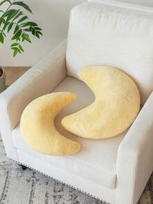 Soft Plush Crescent Moon Shaped Decorative Throw Pillow, Suitable For Bed And Sofa. Fluffy Moon Cushion, Rug, Sofa, Bedroom, Living Room Decor Pillow - A Perfect Gift For Family And Friends. - Yellow - View 2