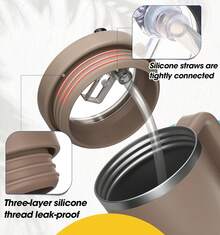 30oz Flip Straw Leak Proof Lid For 30 Oz Tumbler Lid Replacement For Cup Accessories No Spill Silicone Tumbler Lids With Cleaning Brush Set Almond Rose - 杏仁玫瑰 - 查看 4
