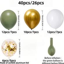 Latex Balloon Set (40pcs/26pcs Per Set) In 10-Inch/12-Inch Sizes, Available In Bean Green, Gold, White And Gold Confetti. Ideal For Engagement Decorations, Birthday Parties, Anniversaries, Proposals, Wedding Decorations, Graduation Ceremonies, Bachelor Parties - Multicolor - View 5