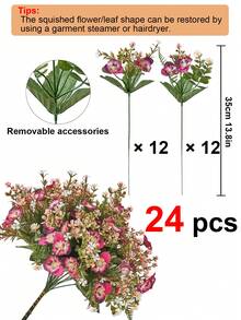 12 piezas de flores artificiales para exteriores, orquídeas falsas sin decoloración, flores de plástico falsas, eucalipto, plantas falsas para decoración, macetas colgantes, interior, exterior, jardín, porche, caja de ventana, hogar, boda, granja - Rojo violeta - Ver 9