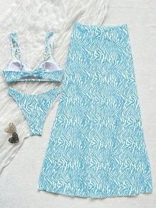 Women's Zebra Print Camisole Top + Drawstring Skirt 2-Piece Set.Skin-Friendly, Breathable Fabric.Square Neckline Camisole Highlights The Neck And Shoulder Lines.Skirt With Front Drawstring Design For Adjustable Fit.Retro Zebra Print Is Fashionable And Unique, Perfect For Vacations And Beach Outings To Create A Vintage Look. - 多色 3 - 查看 5