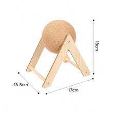 1 tấm cào móng cho mèo, bóng đồ chơi bằng gỗ cho mèo, trụ cào móng bằng dây sisal cho thỏ, cây cào móng bền chắc cho mèo, đồ dùng cho thú cưng - Màu be - Xem 5