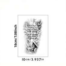 Soul Cross Temporary Tattoo - Lasts 1-2 Weeks, Realistic Bible Verse Design Including Psalm 23:4, Intricate Pattern, Herbal Formula - Halloween - View 5