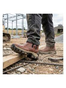 Genuine Leather Work Boot – Durable Sole, Easy To Put On, Super Durable Pinhao - Black - View 1
