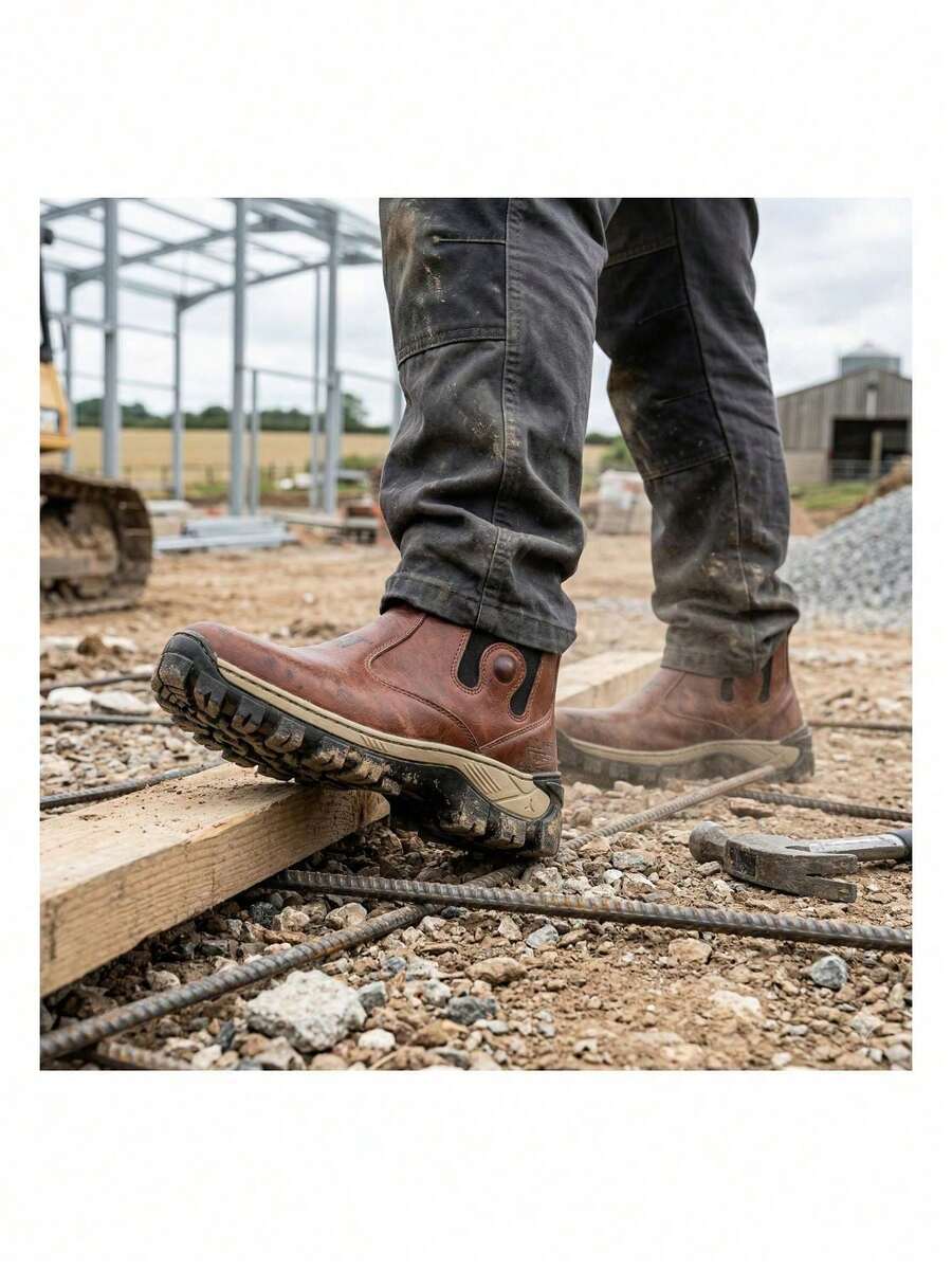 Genuine Leather Work Boot – Durable Sole, Easy To Put On, Super Durable Pinhao - Black - View 1