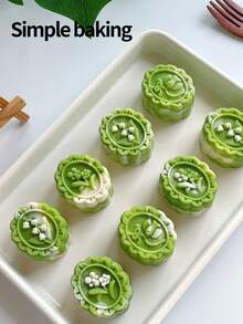 2件套百合花图案烘焙模具，生日礼物烘焙套装，便当用品，手工DIY饼干模具，蛋糕，饼干，印章饼干模具，节日派对月饼红豆饼厨房工具，糖霜饼干模具，糖果饼干工具。月饼模具套装饼干造型器。 - 米色 - 查看 2