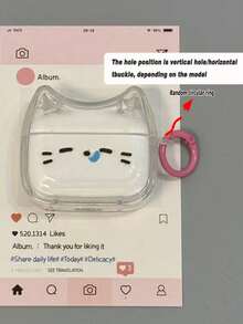 1套可爱粉色猫咪趣味动物表情猫耳耳机保护套，兼容苹果第四代、Pro 2/3蓝牙耳机软包 - 彩色 - 查看 17