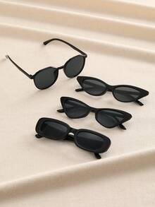 4pcs European And American Square Frame Fashion Glasses, Fashionable Triangle Shaped Glasses Suitable For Teenagers - Multicolor - View 5