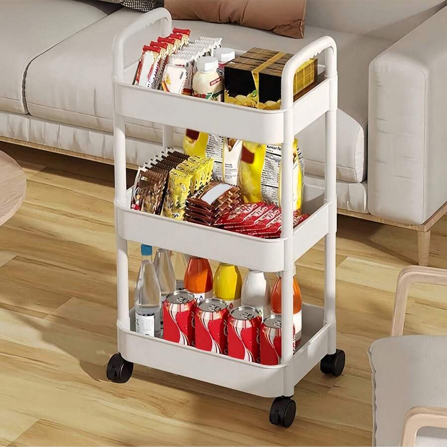 1pc 2/3/4/5-Tier Rolling Storage Cart , Plastic Material, Multipurpose For Office, Kitchen, Bathroom And Bedroom Organization Outdoor Decor - Car Storage Rack/Black - View 1