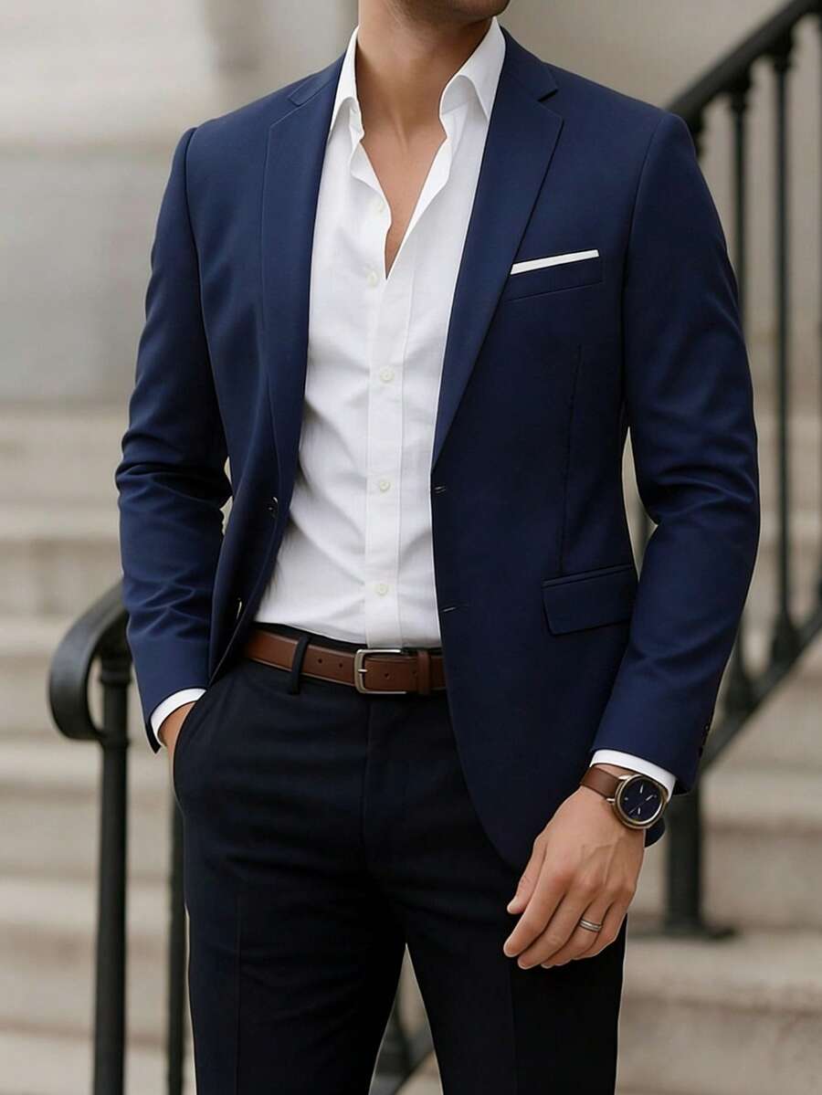 Áo khoác vest nam kiểu dáng thường ngày, áo blazer cơ bản, trang phục công sở lịch sự, trang phục dự tiệc trang trọng, quà tặng cho nam giới.