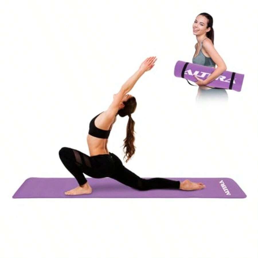 Altera NBR0518 Tapete de Ejercicio NBR 183 cm Antideslizante Confortable y Resistente Ideal para Yoga Pilates Estiramientos y Entrenamiento en Casa o Gimnasio - Morado - Ver 1