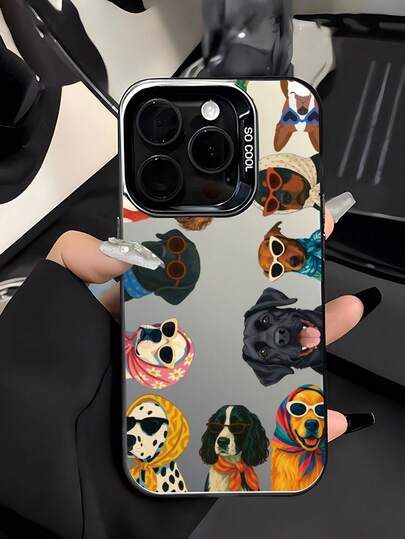 The New Series Of Creative And Fashionable IMD Laser Phone Cases ,Retro Cool Dogs Collage With Fashion Glasses Scarves And Funky Accessories Patterns, Classic Hybrid Phone Cases With Shock Resistance And Anti Slip, Compatible With Iphone 17/17Air/17Pro/17ProMax, 16/16Plus/16ProMax, 15.14, 13, 12, 11 Series, Suitable For Galaxy S22, S23, S24, S25 PLUS ULTRA Series, Easter Gift, Christmas/Halloween Decoration/Birthday Gift, Couple .Girlfriend, Boyfriend, Friend Or Yourself.