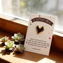 5pcs Gold Heart Hug Card Set, Shiny Heart Pocket Hug Token With Encouragement Card, Perfect Gift For Mother's Day, Graduation, Birthday And Encouragement - Gold - View 8