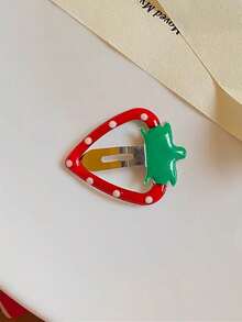 4pcs/Set Cute Mini Fruit Clips, Strawberry Hair Clips, Sweet Oily Red Side Clips - Multicolor - View 5