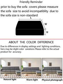 1 pieza Funda elástica para sofá, Funda de asiento de sofá de cobertura completa antideslizante, Adecuada para todas las estaciones, Funda de cojín para exteriores, Manta de sofá de tela gruesa, Lavable a máquina, a prueba de polvo, apta para mascotas, decorativa para dormitorio, oficina, sala de estar, aplicable a sofá en combinación y en forma de L, 1/2/3/4 plazas - Gris Oscuro - Ver 6