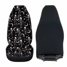 Skull Mushroom Print Car Front Seat Covers,Universal Car Seat Cushion Set,Suitable For Cars, SUVs, And Trucks,Perfect For Holiday Gift Or Special Occasion Present. - 有趣的骷髏蜘蛛網月亮星星 - 查看 5