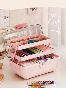 1 Stück Haarzubehör Aufbewahrungsbox: 3-lagige geteilte Aufbewahrungsbox mit Kaninchen-förmigem Schloss und Griff | Große Kapazität | langanhaltend, kann Haarspangen, Grußkarten, Aufkleber und handgefertigte Bastelarbeiten aufbewahren | Perfektes Geschenk für Mädchen, ideales Geschenk für Thanksgiving und Weihnachten - Verschiedenfarbig - Übersicht 4