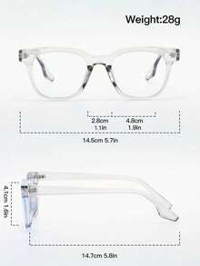 1 par de gafas ópticas cuadradas de PC unisex, con marco empotrado de remaches, adecuadas para uso diario, regalo ideal para el Día de San Valentín - Negro - Ver 6