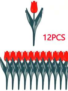 6/12pcs Plastic Tulip Flower Shaped Garden Fence, Easy To Assemble Decorative Edging, Suitable For Fairy Garden, Yard, Outdoor Decor, Multi-Functional, Vibrant Colors: Red, Yellow, Blue And Pink Tulip Pattern To Beautify Your Yard. Plastic Material: Lightweight, Weather-Resistant, Easy To Install. Ideal For Gardening Enthusiasts, Yard/Balcony Decor, Garden Edging, Balcony Planter Decoration, And Landscape Design. - Tulip-shaped Fence - View 16