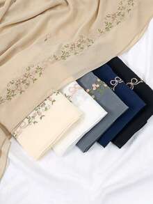 1 chiếc khăn trùm đầu bằng vải chiffon thêu dành cho nữ, mềm mại, thoáng khí, đa năng, khăn choàng hijab chống nắng cho người Hồi giáo, kiểu dáng tối giản, phù hợp để sử dụng hàng ngày, mọi mùa, phụ kiện, khăn tắm biển. - Nhiều màu - Xem 4