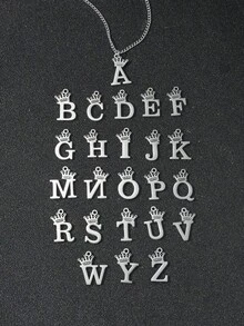 1 件个性化英文 26 字母吊坠项链，男士日常佩戴 - 銀色 - 查看 2