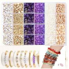 Bộ dụng cụ làm trang sức bằng đá vụn, khoảng 24 ngăn, 1300 mảnh, tự làm vòng tay, dây chuyền, phụ kiện trang sức, đá giả đá quý. - H - Xem 17