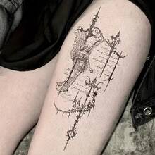 Tatuaje temporal vintage de ángel gótico con jugo de hierbas, resistente al agua, sexy, regalo para fiesta de Halloween, Y2K - Halloween - Ver 3