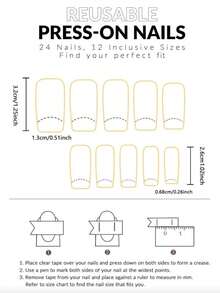 24 piezas de pegatinas de uñas cuadradas largas minimalistas francesas con estrellas 3D, con 1 lima de uñas y 1 esmalte de uñas de gel - Multicolor - Ver 5