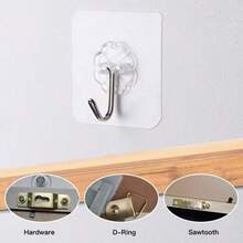 1/10 chiếc Móc Treo Tường Trong Suốt Chịu Lực Cao, Chống Thấm Nước, Không Cần Khoan, Giá Để Đồ, Móc Treo Hút Chân Không Mạnh Mẽ, Không Cần Đóng Đinh, Giá Sắp Xếp Đa Chức Năng Cho Nhà Bếp, Phòng Tắm, Tủ Lạnh, Lắp Đặt Dễ Dàng, Món Quà Thiết Thực Cho Ngày Của Mẹ/Ngày Của Cha - Nhiều màu - Xem 6