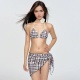 Conjunto de tres piezas de cuadros (bikini + bandana triangular)