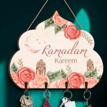 2D Flat, 1pc Cute Wooden Multifunctional House-Shaped Key Holder With 4 Metal Hooks, Suitable For Wall Decor, Porch Decor, Room Decor, Villa Decor, Home Decor All Seasons, 2D Flat - Multicolor - View 18