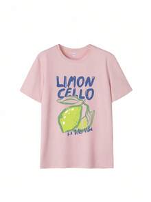 2026新款夏季女式字母水果元素短袖T恤 - 粉色 - 查看 2