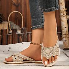 Sandalias de playa minimalistas y transparentes para adolescentes, de suela blanda y ligera, versátiles para el verano - Beis - Ver 4