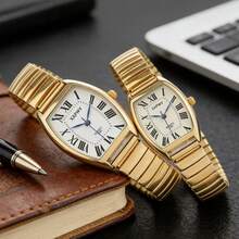 XAPWV Unisex Oval Quartz Watch, Casual Elastic Strap, Minimalist Design, Suitable For Daily Wear, Commuting And Gift - Multicolor - View 1