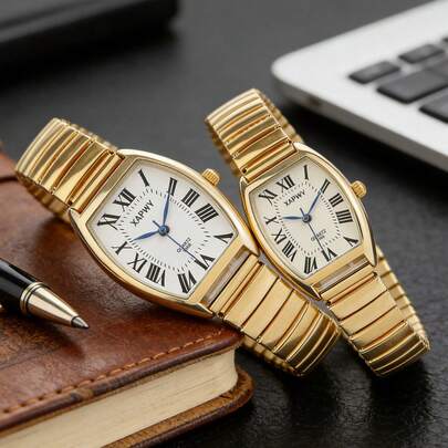 XAPWV Unisex Oval Quartz Watch, Casual Elastic Strap, Minimalist Design, Suitable For Daily Wear, Commuting And Gift