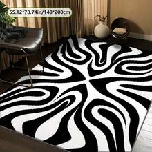 Black And White Patterned Entrance Balcony Area Rug, Soft And Luxurious Home Office Rug, Suitable For Indoor And Outdoor Use, Living Room, Bedroom, Kitchen, Farmhouse And Camping Decor, Machine Washable, Available In Various Sizes - 簡約款 - 查看 6