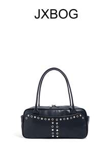 Túi xách nữ phong cách Punk đính đinh tán, túi đeo vai, túi xách tay, túi nữ màu đen có họa tiết, dung tích lớn. - màu đen - Xem 10